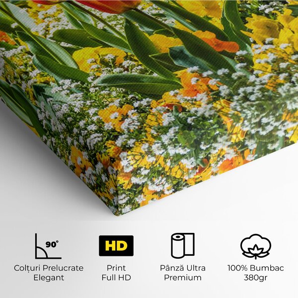 Tablou Canvas, 40x80cm, Dormitor si Living, Flori, Flori in natura, Colorful Tulips Garden
