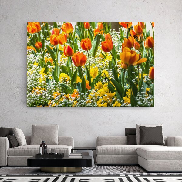 Tablou Canvas, 20x30cm, Dormitor si Living, Flori, Flori in natura, Colorful Tulips Garden