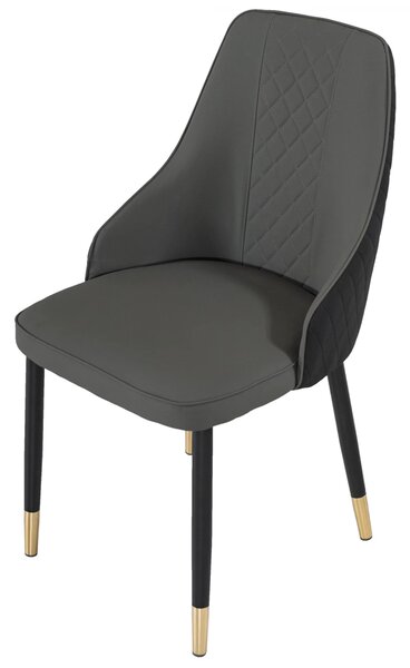 Scaun Modena, DENVER, piele ecologica neagra cu gri, picioare metalice negre, 51x59x90 cm