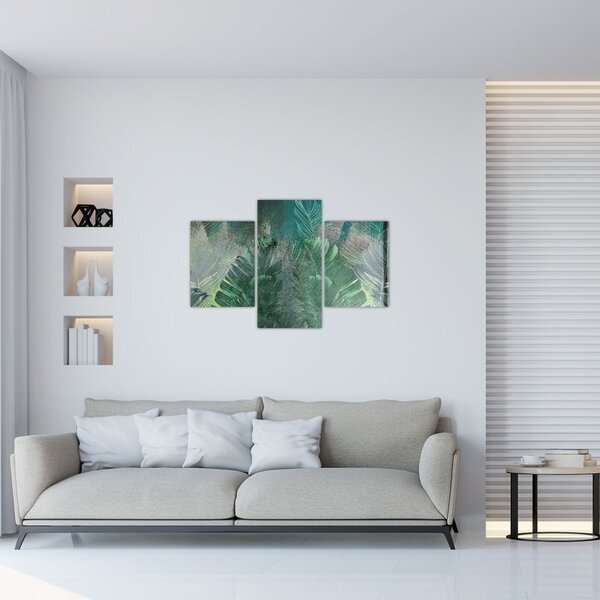 Tablou - Textura de beton cu frunze (90x60 cm)