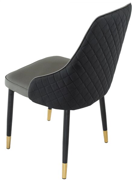 Scaun Modena, DENVER, piele ecologica neagra cu gri, picioare metalice negre, 51x59x90 cm