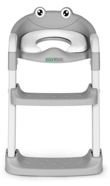 Scaun de toaletă pentru copii ECOTOYS gri cu trepte și scară