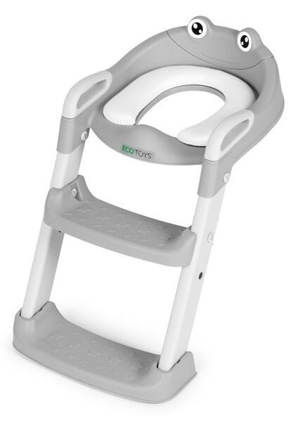 Scaun de toaletă pentru copii ECOTOYS gri cu trepte și scară