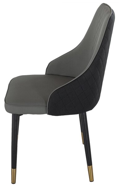 Scaun Modena, DENVER, piele ecologica neagra cu gri, picioare metalice negre, 51x59x90 cm