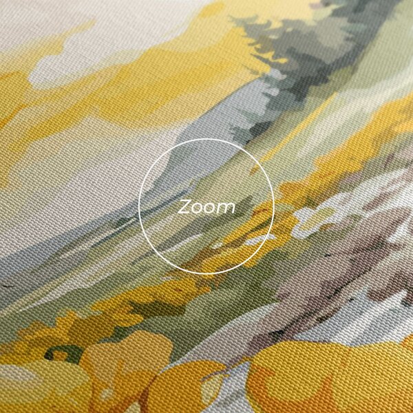 Tablou Canvas, 40x80cm, Dormitor si Living, Flori, Flori in natura, Vector_nature_landscape_with_beautiful_yellow_flowers_watercolor