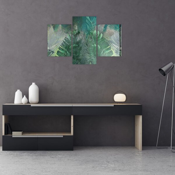 Tablou - Textura de beton cu frunze (90x60 cm)