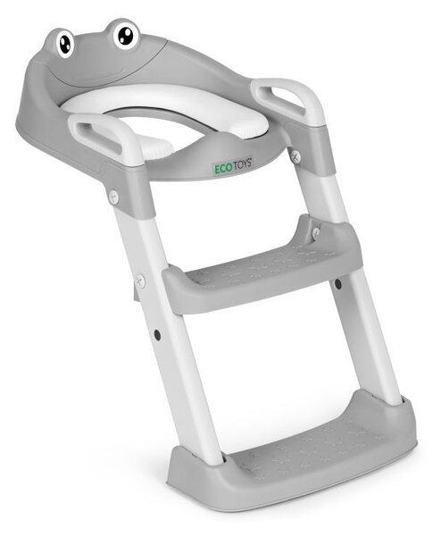 Scaun de toaletă pentru copii ECOTOYS gri cu trepte și scară