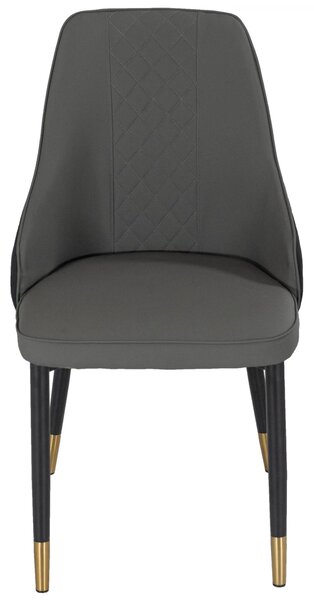 Scaun Modena, DENVER, piele ecologica neagra cu gri, picioare metalice negre, 51x59x90 cm