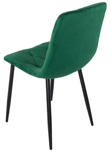 Scaun Kobe, DENVER, catifea verde, picioare metalice negre, 43x55x84 cm