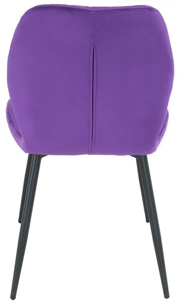 Scaun Goteborg, DENVER, catifea mov, picioare metalice negre, 48x58x86 cm