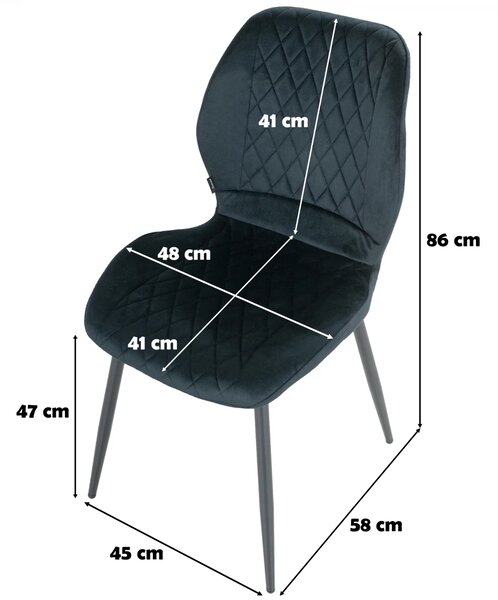 Scaun Goteborg, DENVER, catifea neagra, picioare metalice negre, 48x58x86 cm