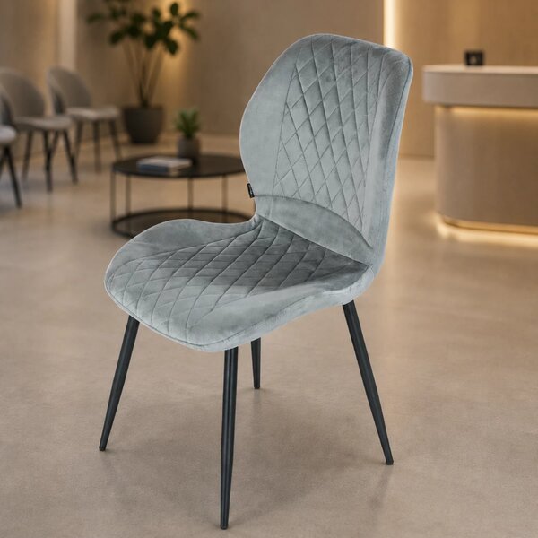 Scaun Goteborg, DENVER, catifea gri, picioare metalice negre, 48x58x86 cm