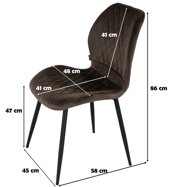 Scaun Goteborg, DENVER, catifea maro, picioare metalice negre, 48x58x86 cm