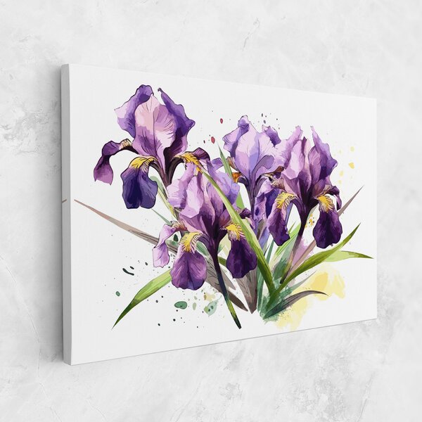 Tablou Canvas, 20x30cm, Dormitor si Living, Flori, Iris, Watercolor Purple Iris