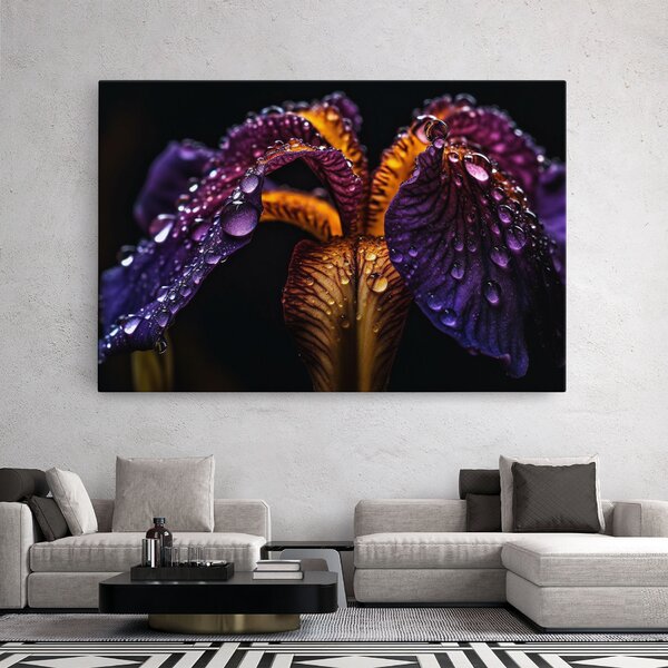Tablou Canvas, 20x30cm, Dormitor si Living, Flori, Iris, Dark Iris After Rain