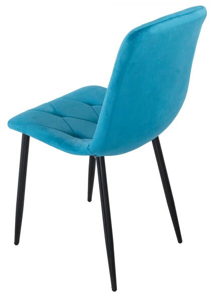 Scaun Kobe, DENVER, catifea turcoaz, picioare metalice negre, 43x55x84 cm