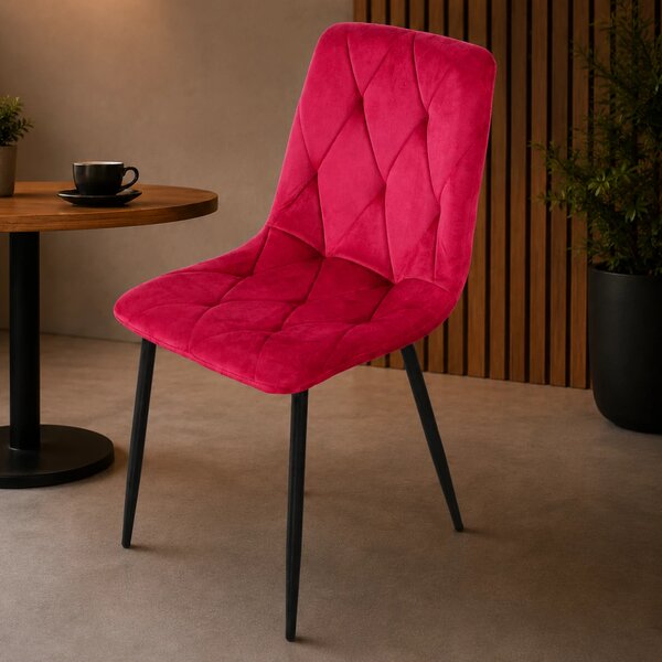 Scaun Kobe, DENVER, catifea bordo, picioare metalice negre, 43x55x84 cm