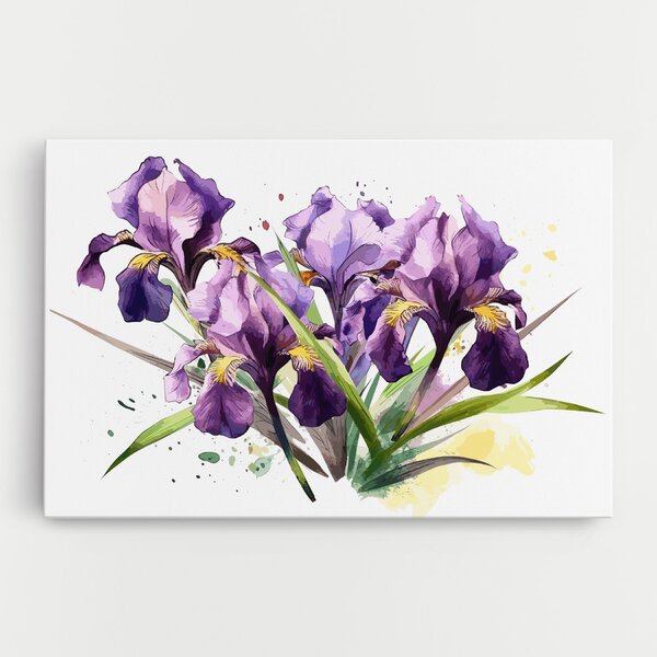Tablou Canvas, 20x30cm, Dormitor si Living, Flori, Iris, Watercolor Purple Iris