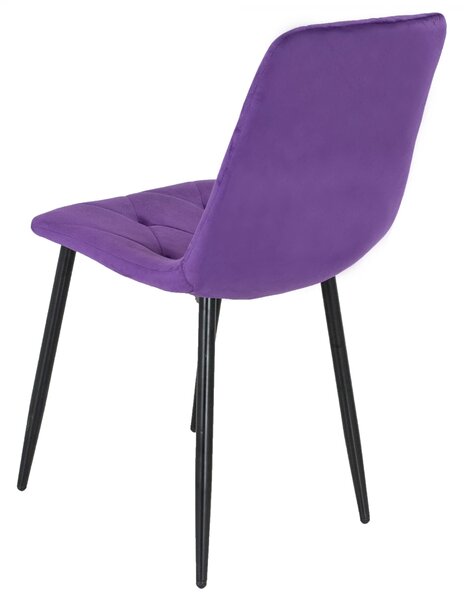 Scaun Kobe, DENVER, catifea mov, picioare metalice negre, 43x55x84 cm