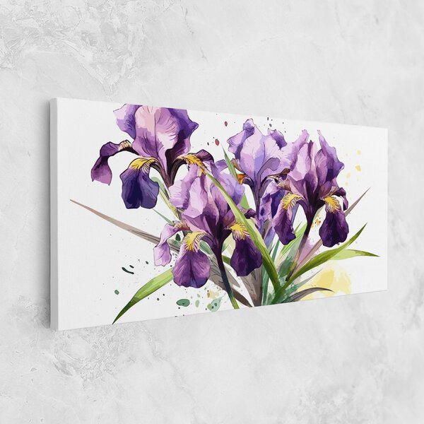 Tablou Canvas, 40x80cm, Dormitor si Living, Flori, Iris, Watercolor Purple Iris