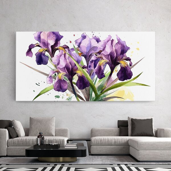 Tablou Canvas, 40x80cm, Dormitor si Living, Flori, Iris, Watercolor Purple Iris