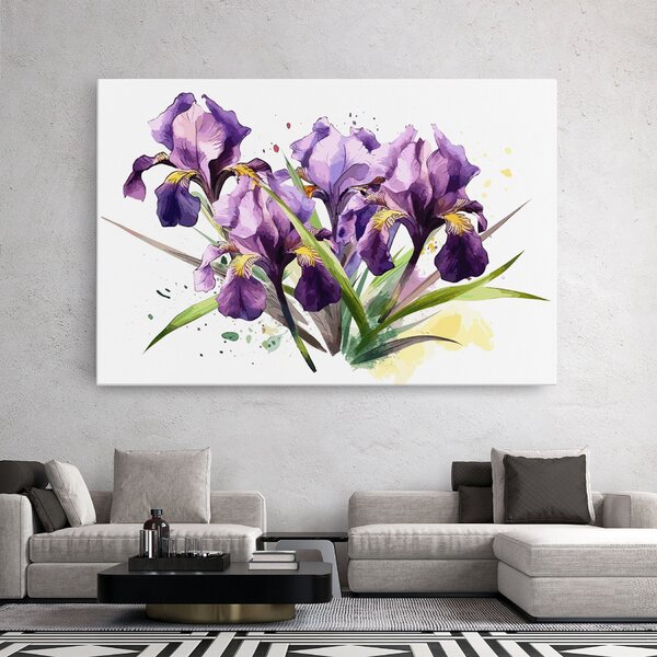 Tablou Canvas, 20x30cm, Dormitor si Living, Flori, Iris, Watercolor Purple Iris
