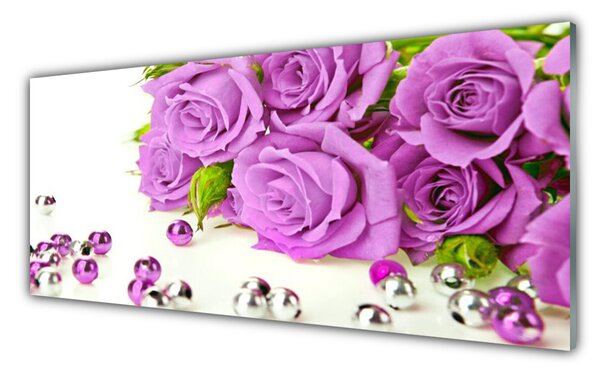 Tablou pe sticla Trandafiri roz Floral