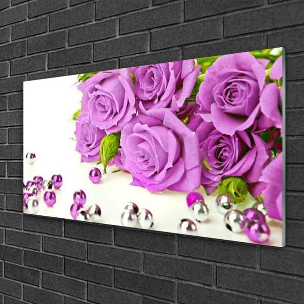 Tablou pe sticla Trandafiri roz Floral
