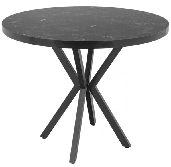 Masa Hamburg, DENVER,blat din PAL marmura neagra, picioare negre, 90x73 cm