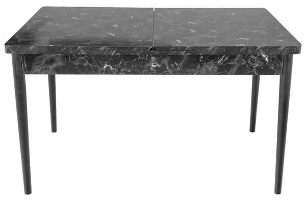 Masa extensibila Napoli, DENVER, marmura neagra, picioare negre, 130x80x76 cm