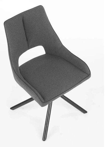 Scaun tapitat K409, gri inchis/negru, stofa clasica/metal, 49x52x84 cm