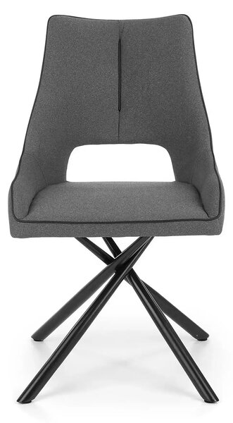 Scaun tapitat K409, gri inchis/negru, stofa clasica/metal, 49x52x84 cm