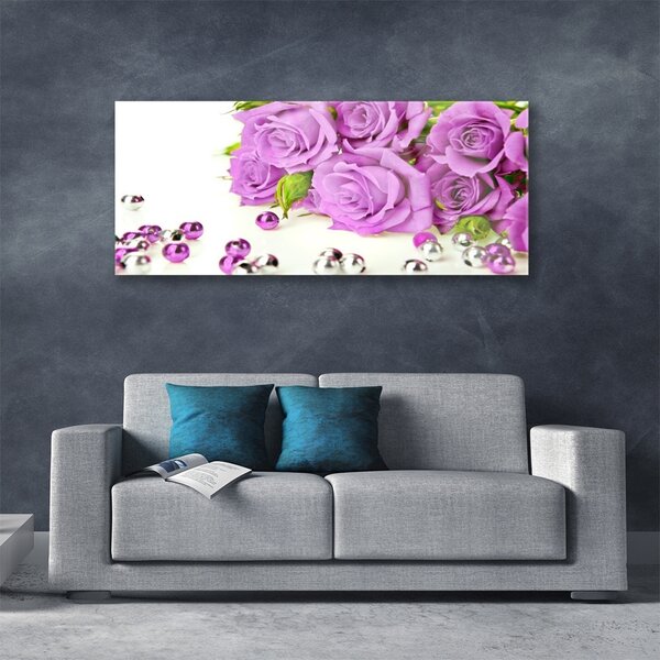 Tablou pe sticla Trandafiri roz Floral