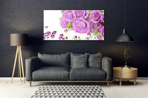 Tablou pe sticla Trandafiri roz Floral