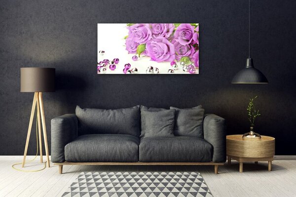 Tablou pe sticla Trandafiri roz Floral