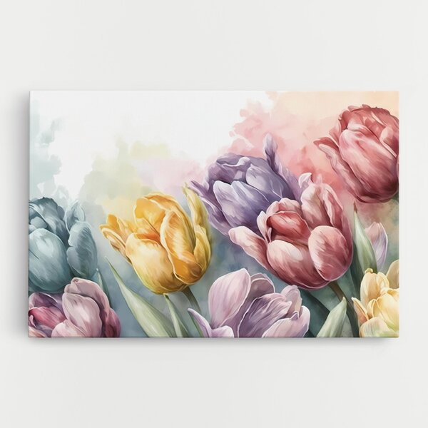 Tablou Canvas, 20x30cm, Dormitor si Living, Flori, Lalele, Pastel Tulips