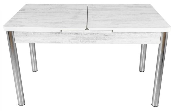 Masa extensibila Napoli, DENVER, pin antichizat, picioare cromate, 130x80x76 cm