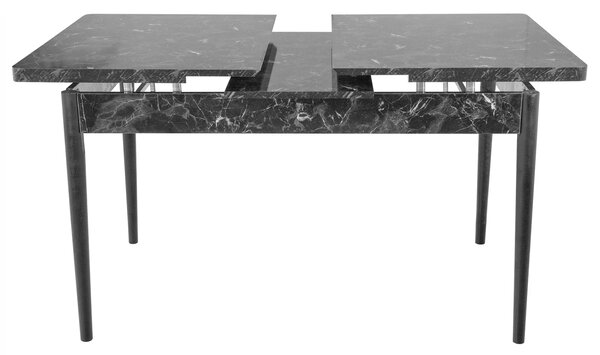 Masa extensibila Napoli, DENVER, marmura neagra, picioare negre, 130x80x76 cm