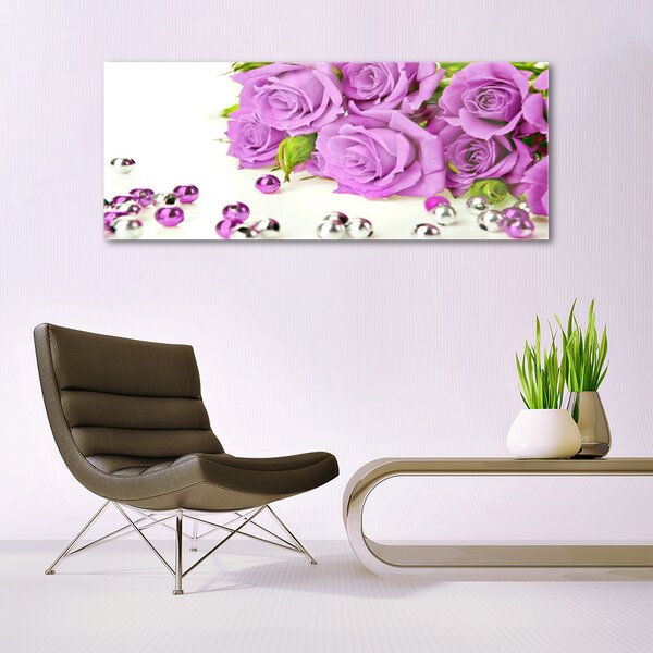 Tablou pe sticla Trandafiri roz Floral