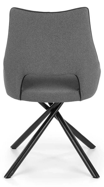 Scaun tapitat K409, gri inchis/negru, stofa clasica/metal, 49x52x84 cm