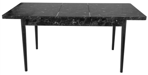 Masa extensibila Napoli, DENVER, marmura neagra, picioare negre, 130x80x76 cm