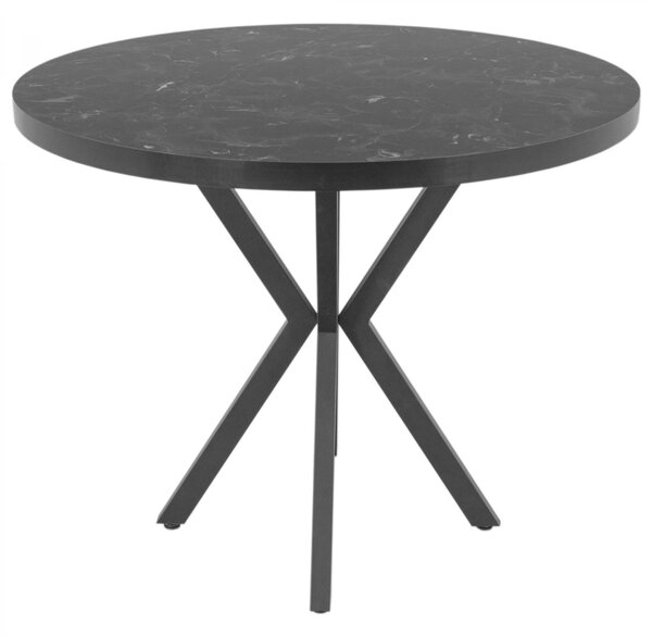 Masa Hamburg, DENVER,blat din PAL marmura neagra, picioare negre, 90x73 cm