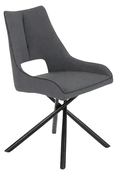 Scaun tapitat K409, gri inchis/negru, stofa clasica/metal, 49x52x84 cm