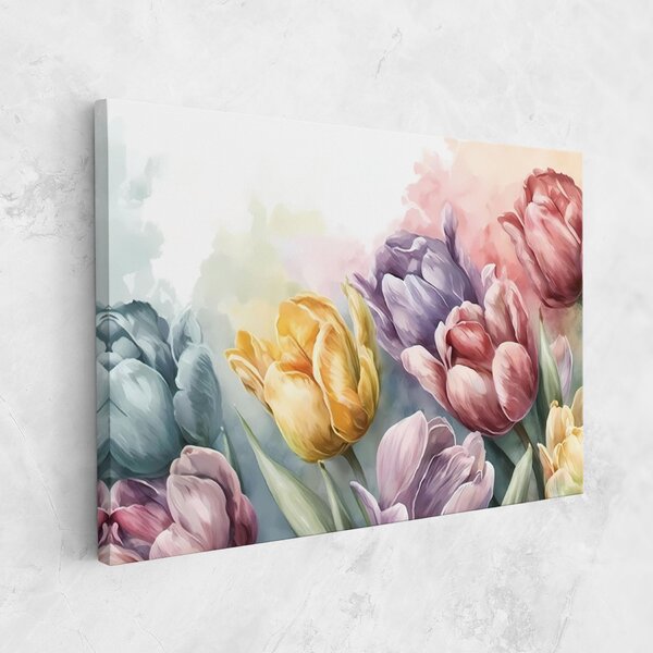 Tablou Canvas, 20x30cm, Dormitor si Living, Flori, Lalele, Pastel Tulips