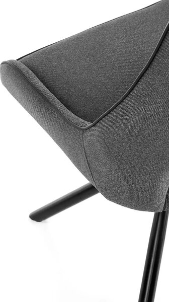 Scaun tapitat K409, gri inchis/negru, stofa clasica/metal, 49x52x84 cm
