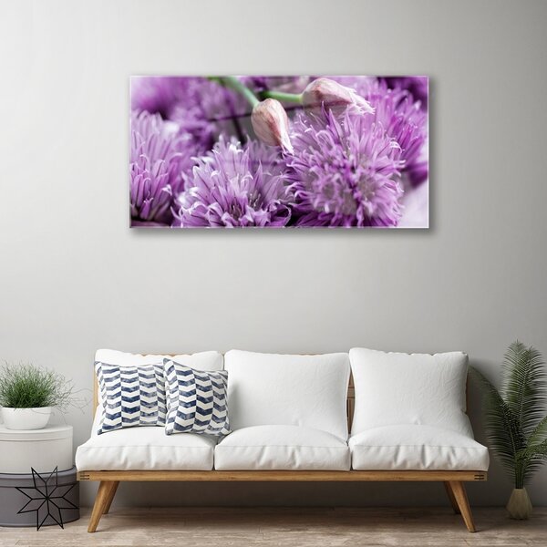 Tablou pe sticla Flori roz Floral
