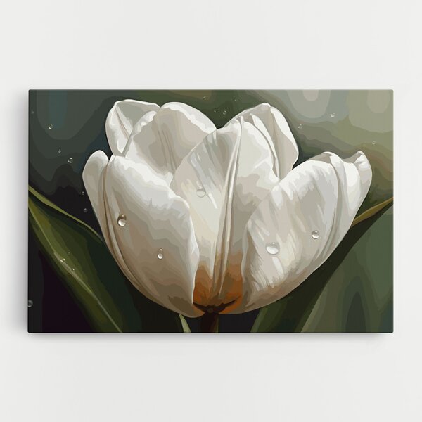 Tablou Canvas, 20x30cm, Dormitor si Living, Flori, Lalele, Pretty White Tulip