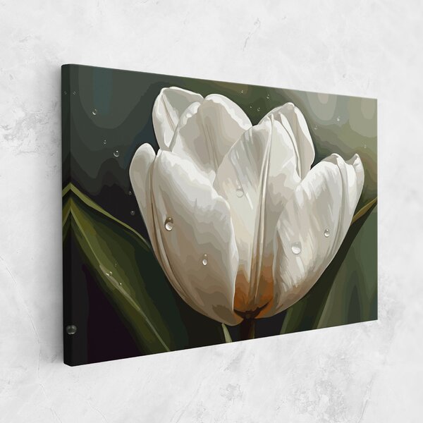 Tablou Canvas, 20x30cm, Dormitor si Living, Flori, Lalele, Pretty White Tulip