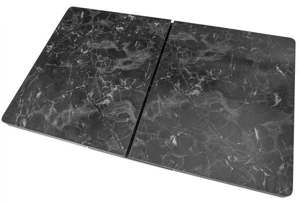 Set masa extensibila Napoli Black Marble cu 4 scaune Rimini alb cu negru, DENVER, picioare crom, 130x80x76 cm