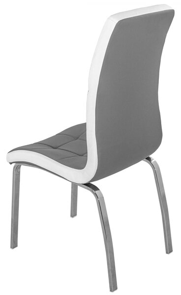 Scaun Rimini, DENVER, piele ecologica gri cu alb, picioare metalice, 43x56x102 cm